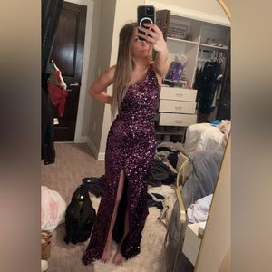 Purple sequin prom dress